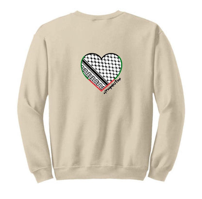 Kaffiyeh Heart Crewneck Unisex Hand Pressed Graphics