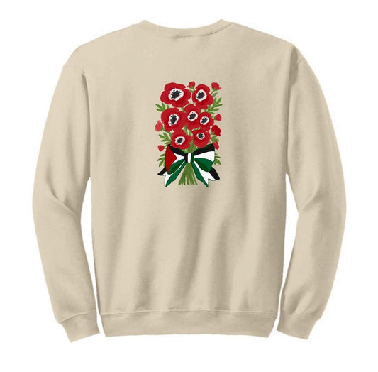 Poppies of Palestine Crewneck Unisex Hand Pressed