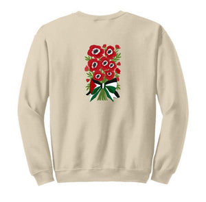 Poppies of Palestine Sweatshirt Crewneck Hoodie Unisex Hand Pressed Graphics Islamic art Muslim Palestine AlQuds Jerusalem modest hijab