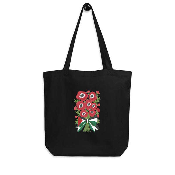 Tote bag cotton Hand-pressed handmade artwork social justice anti-war reusable environmentally friendly poppies islamic art Palestine art