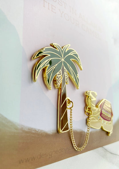 Trust Allah & Tie Your Camel Enamel Chain Pins