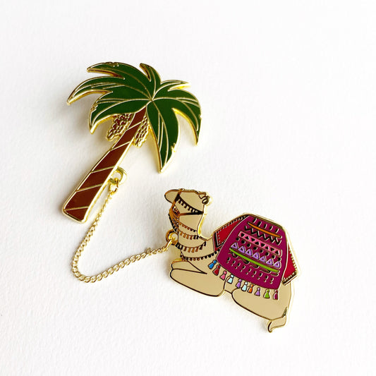 Trust Allah & Tie Your Camel Enamel Chain Pins