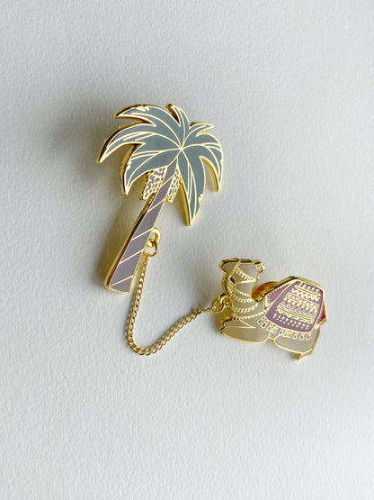 Trust Allah & Tie Your Camel Enamel Chain Pins