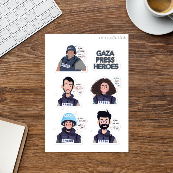 Gaza Press sticker sheet set of 2 | 100% of proceeds for Gaza emergency aid