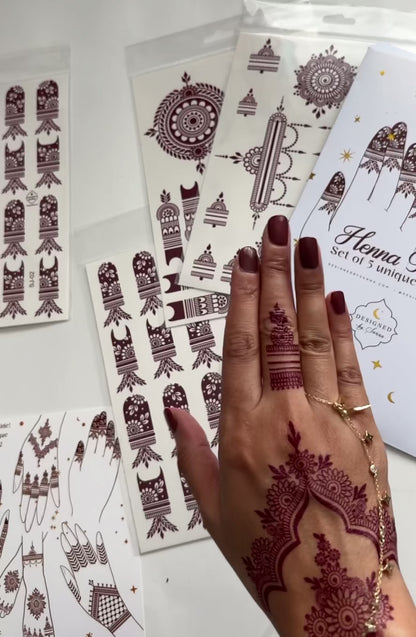 Henna Tattoo Sticker Sheets Set of 5