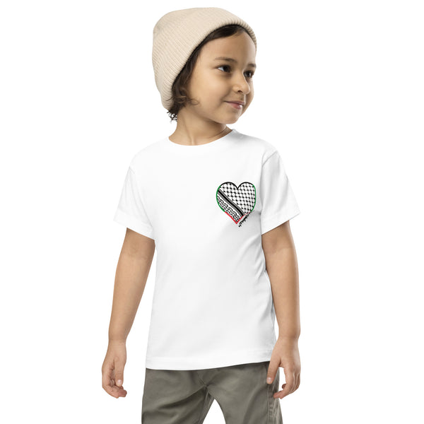 Keffiyeh Heart | Unisex Toddler Short Sleeve Tee | 100% of proceeds for Gaza emergency aid