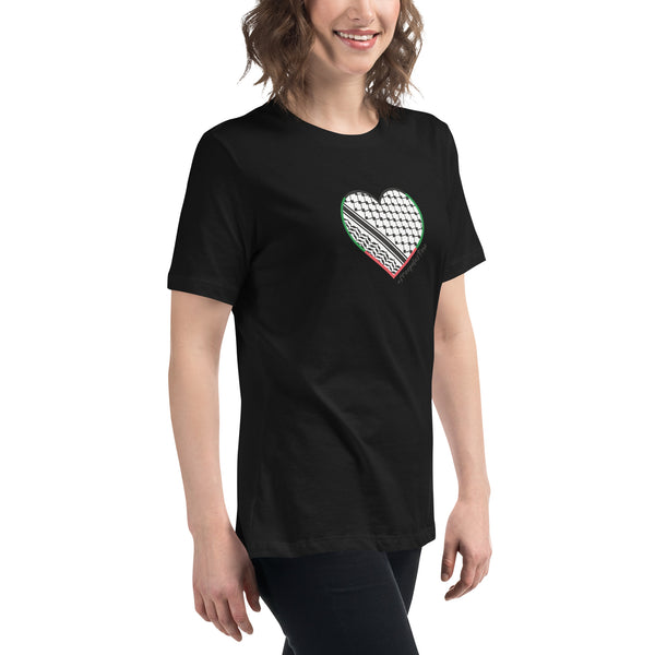 Keffiyeh Heart | Women's Relaxed T-Shirt | 100% of proceeds for Gaza emergency aid