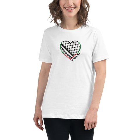 Keffiyeh Heart | Women's Relaxed T-Shirt | 33% of proceeds for Gaza emergency aid