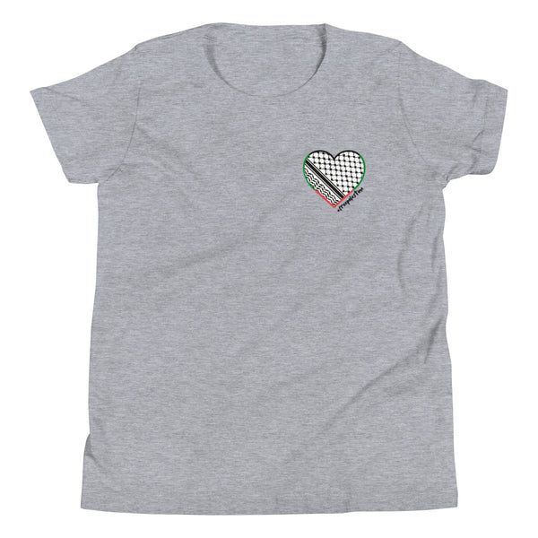 Keffiyeh Heart | Youth Short Sleeve T-Shirt | 100% of proceeds for Gaza emergency aid