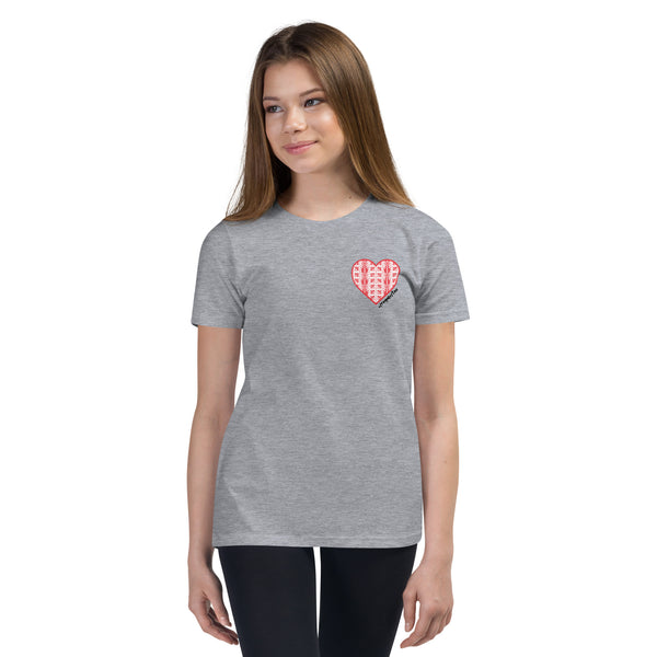 Tatreez Heart  | Youth Short Sleeve T-Shirt | 100% of proceeds for Gaza emergency aid