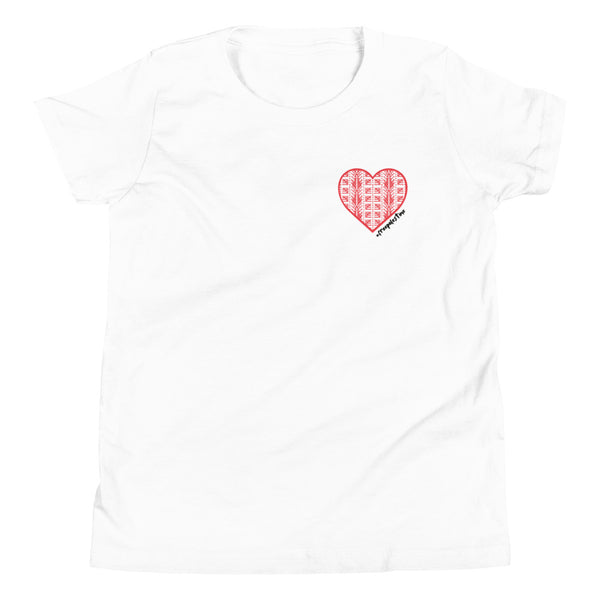 Tatreez Heart  | Youth Short Sleeve T-Shirt | 100% of proceeds for Gaza emergency aid