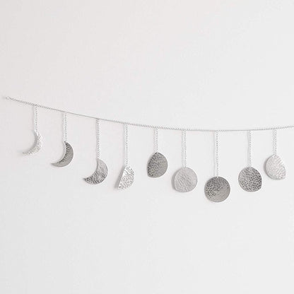 Silver Hammered Metal Moon Phase Garland