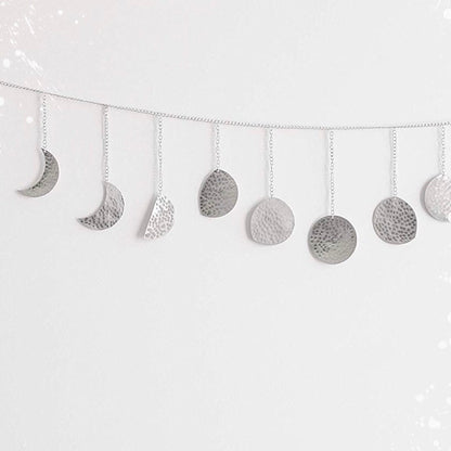 Silver Hammered Metal Moon Phase Garland