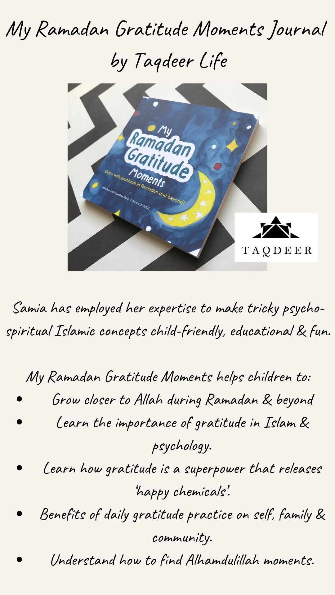 My Ramadan Gratitude Children's Journal Book by Taqdeer Life
