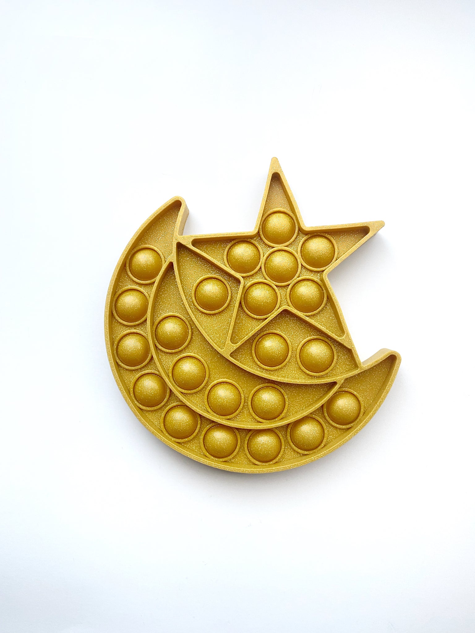 Moon & Star Premium Full-Size Glitter Gold Fidget Toy Popit | The Atara Shop | Eid gift Ramadan Kids Montessori Party Favours Ameen Salah Party