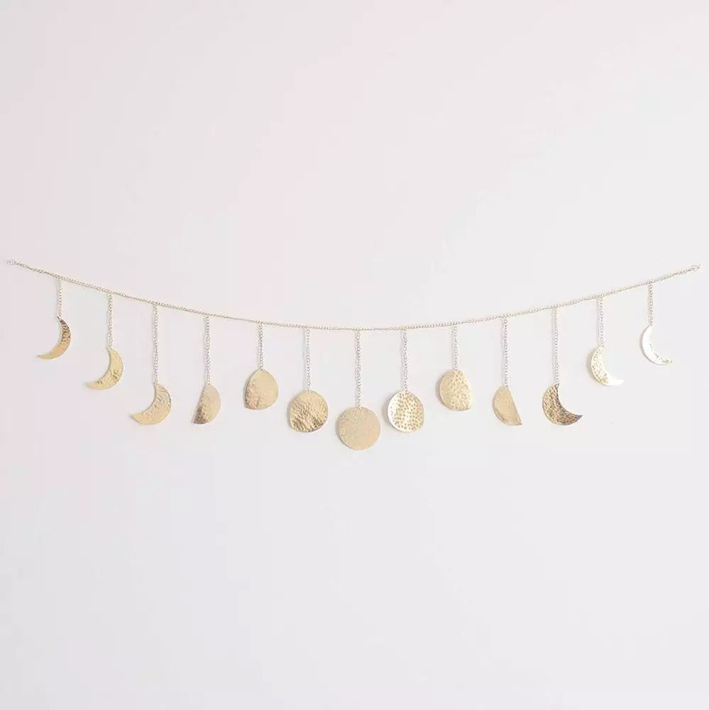 Gold Hammered Metal Moon Phase Garland