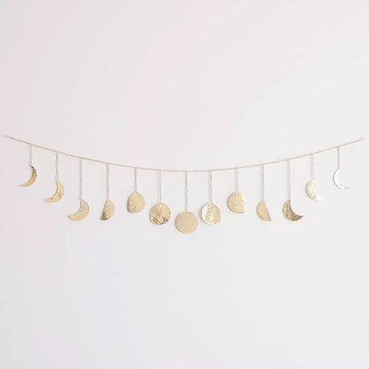 Gold Hammered Metal Moon Phase Garland