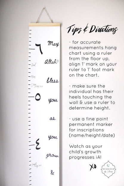 Arabic Numeral Growth Chart Kids Nursery Room