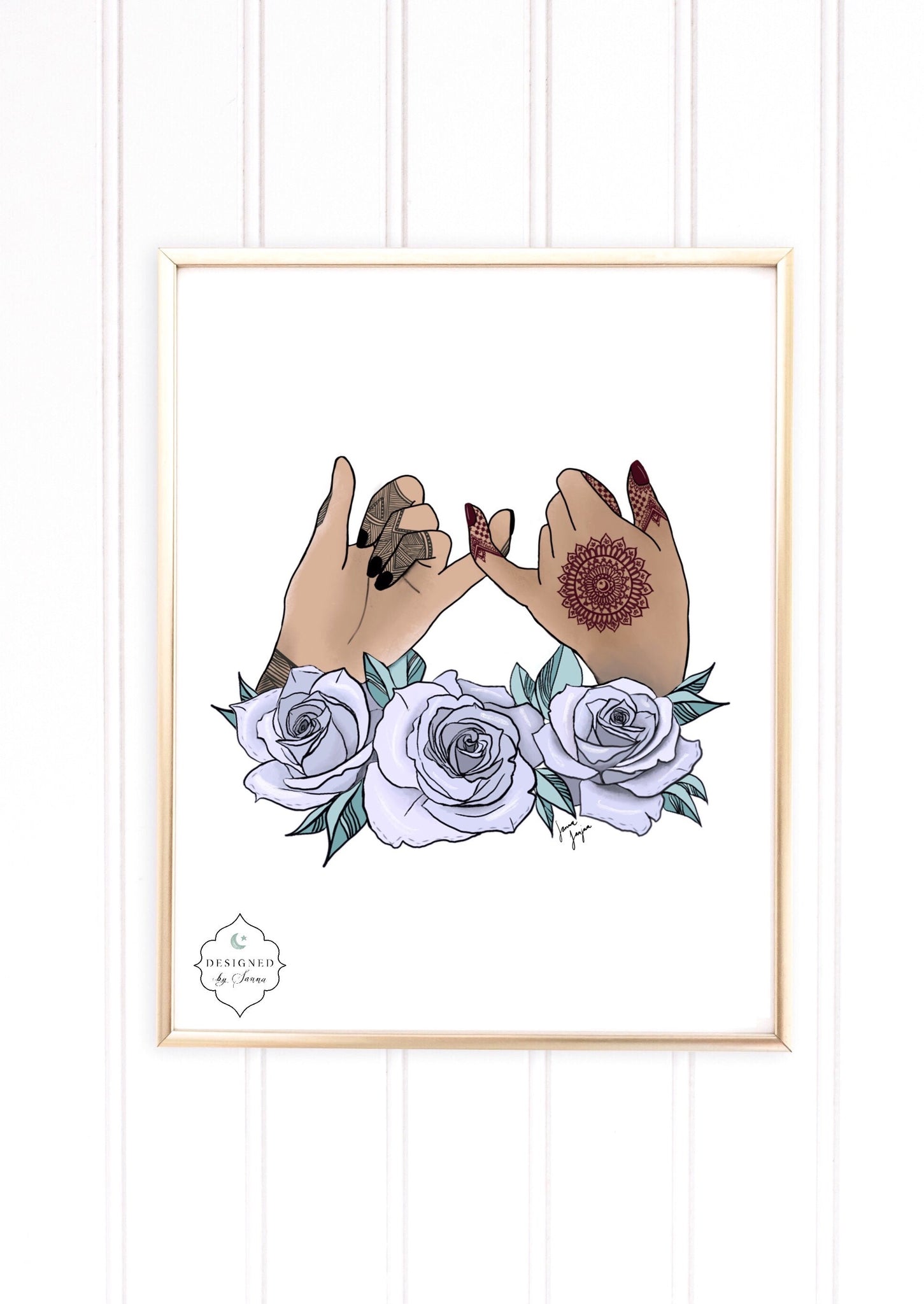 Henna BFFs | Digital Art Download | Home decor Illustration