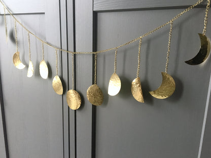 Gold Hammered Metal Moon Phase Garland