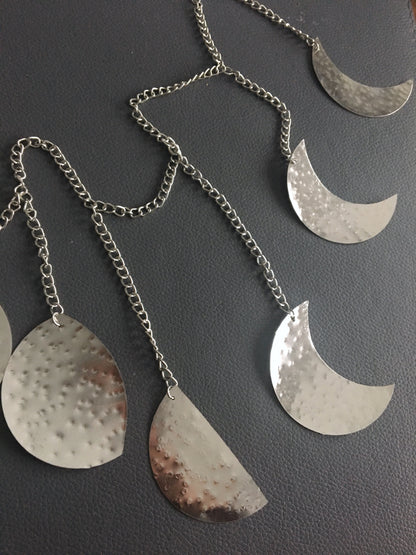 Silver Hammered Metal Moon Phase Garland