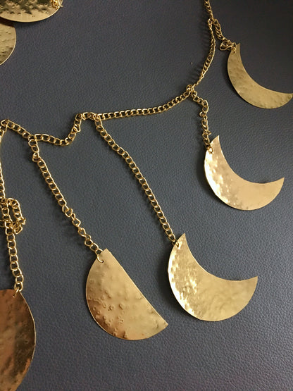 Gold Hammered Metal Moon Phase Garland