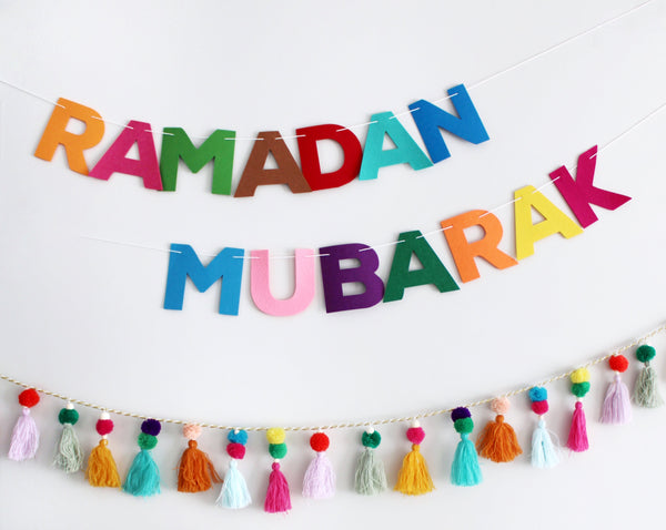 2 in 1 Multicolour Ramadan & Eid Mubarak DIY Felt Banner | tassels sold separately |  Craft for kids bunting fiber art festive decor