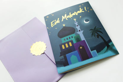 Festive Night Gold Foil Eid Mubarak Greeting Card Set of 3