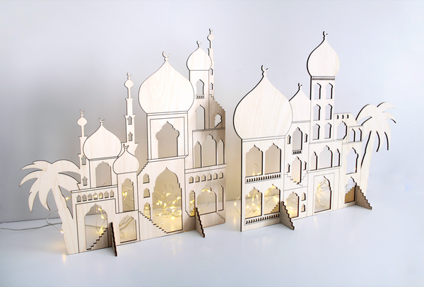 Decorative Wooden Mosque-Scape Set of 2