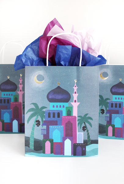 Ramadan & Eid Loots Bag Set of 12 | Festive Night Gold Foil Gift Bags For Group Giving