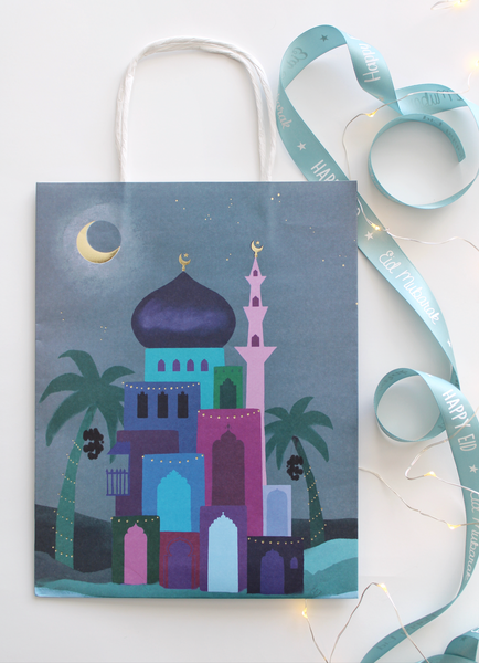 Ramadan & Eid Loots Bag Set of 12 | Festive Night Gold Foil Gift Bags For Group Giving