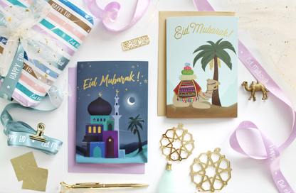 Gold Foil Eid Mubarak Greeting Card Set of 3