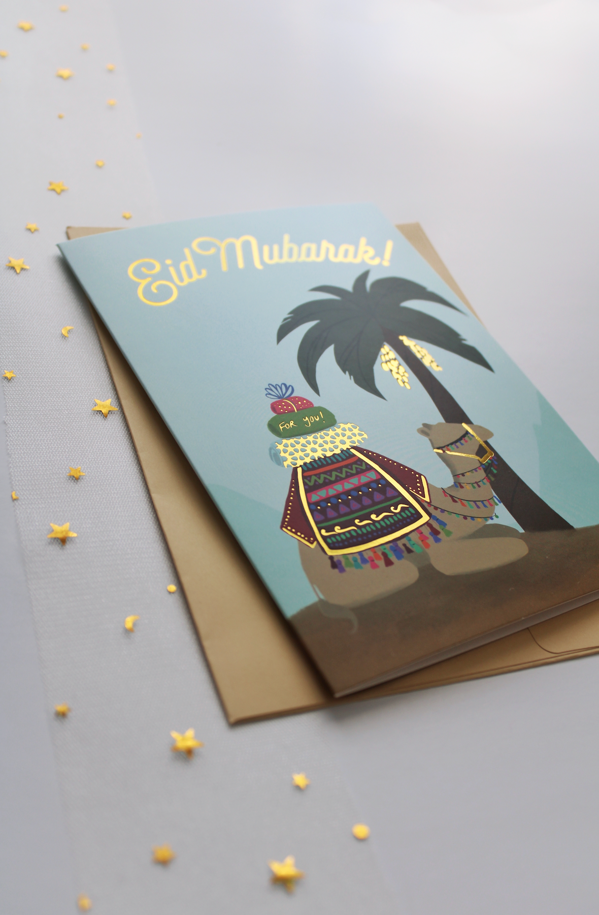 Gold Foil Eid Mubarak Greeting Card Set of 3