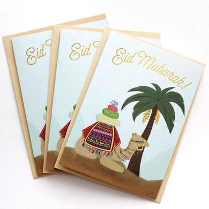 Gold Foil Eid Mubarak Greeting Card Set of 3