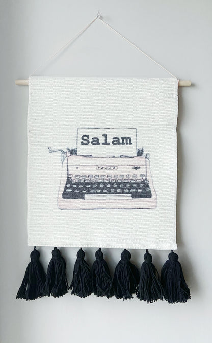 Salam Typewriter Wall Art Tapestry