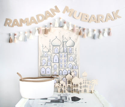 2 in 1 Multicolour Ramadan & Eid Mubarak DIY Felt Banner