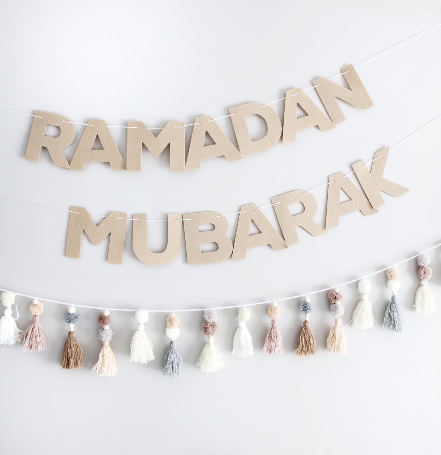 2 in 1 Multicolour Ramadan & Eid Mubarak DIY Felt Banner